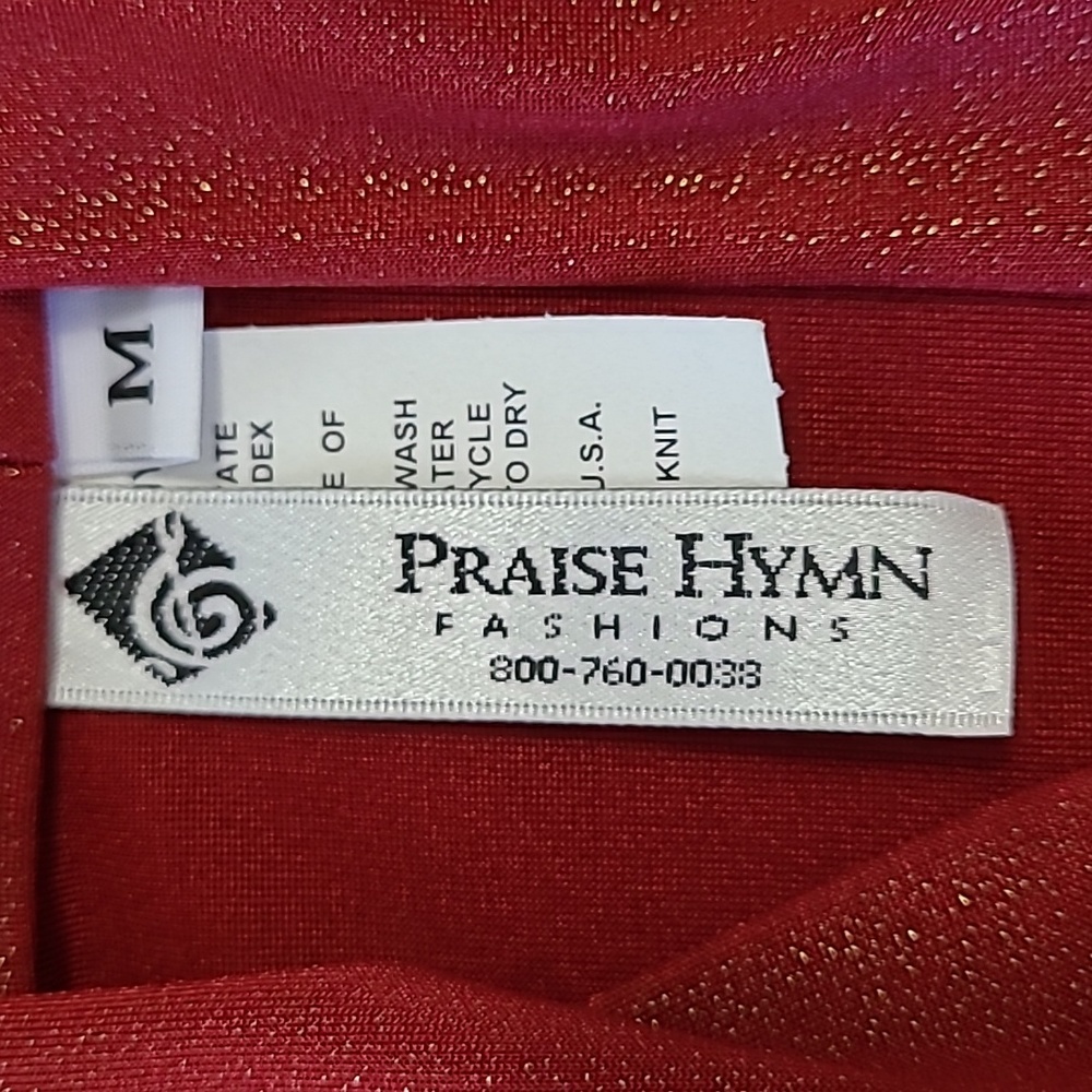 NEW Red Sparkle Jacket Praise Hymn Fashions Foil Knit 3/4 Slv Draping Pointed Md - Picture 7 of 8